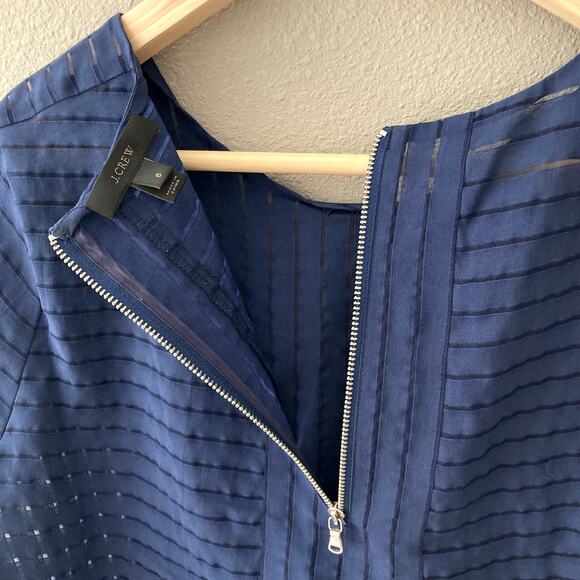 J. Crew Shadow Stripe Top - Semi Sheer - Navy Blue - 6 - Picture 7 of 8